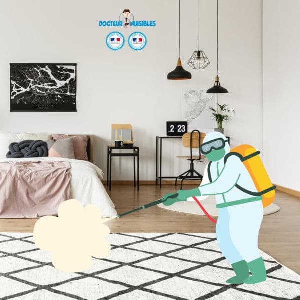 L’application du traitement contre les punaises