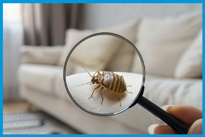 Inspection d’un canapé à la recherche de punaises de lit