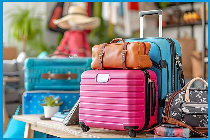 Bagage posé sur une table pour éviter les zones infestées de punaises de lit