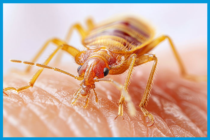 Plan rapproché d’une punaise de lit sur la peau
