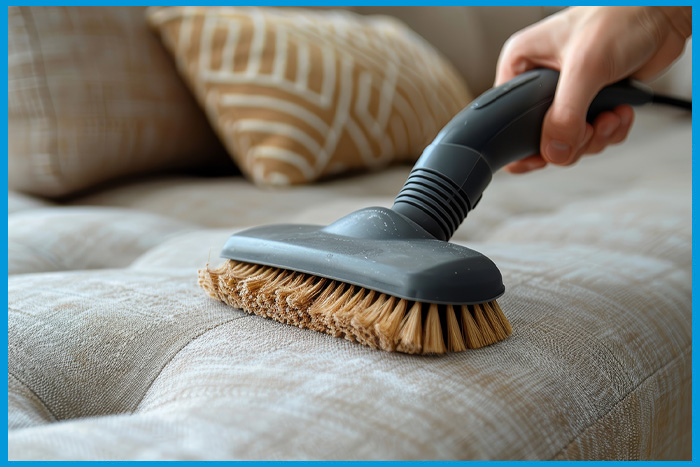Nettoyage d'un canapé avec un aspirateur pour enlever les punaises