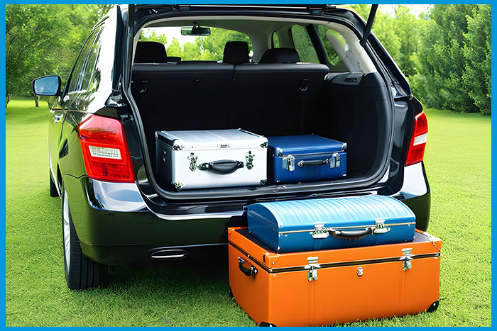 Voiture chargée de valises infestées par des punaises de lit